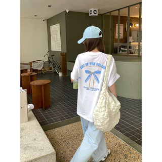 COD✅ (จัดส่งในกรุงเทพฯ) MAO Shop เสื้อยืด oversize - แฟชั่นโบว์สวยพิมพ์เสื้อยืดแขนสั้น เสื้อยืด y2k