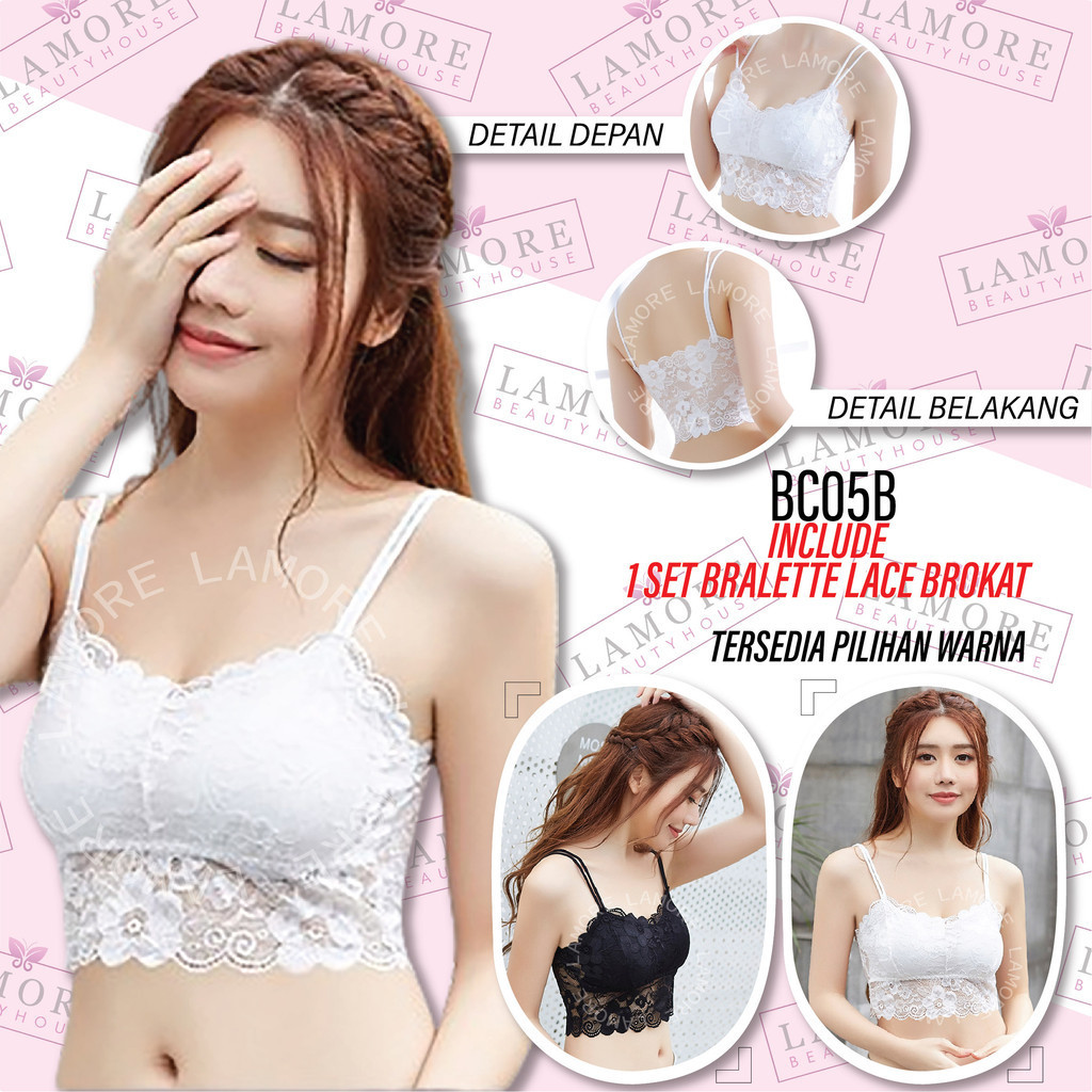 ชุดชั้นในสตรีโบรเคดสีขาวระดับพรีเมียม Bc05B