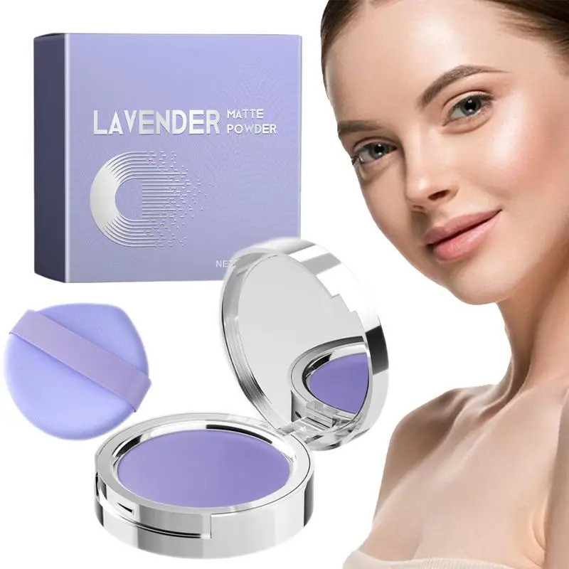 Lavender Matte powder แป้งควบคุมความมันสีม่วง ไม่มีฝุ่น กันเหงื่อไม่มีสี แป้งอัดแข็งช่วยแต่งหน้าติดทน