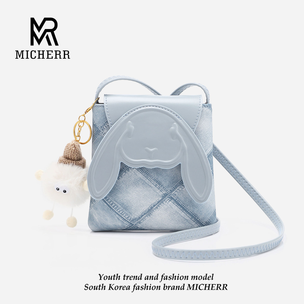 Micherr/micherr Casual Fashion Cute Rabbit Mobile Phone Bag Cross-body Small Bag J24032571ผ้ายีนส์บล