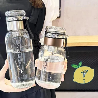 Karen ขวดน้ําแก้ว,พร้อมฝาปิดถ้วยแก้วใส, Drinkware 750ml/1000ml ความจุขนาดใหญ่ Leakproof พร้อมที่จับกีฬากลางแจ้งถ้วยน้ําของขวัญ