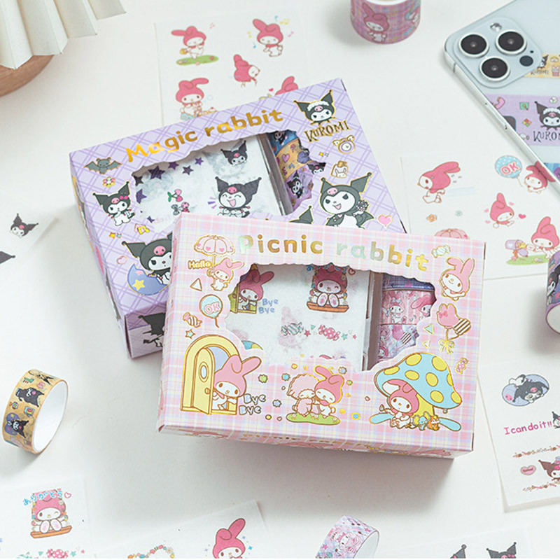 Sanrio stickers สติ๊กเกอร์ กล่องใหญ่ Kuromi ชุด PVC =น่ารักกันน้ำ ตกแต่ง สติ๊กเกอร์ไดคัท ลายน่ารัก บ็อกซ์เซ็ต