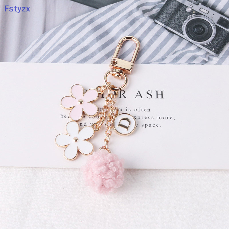 Fstyzx ใหม่น่ารักริบบิ้นดอกไม้พวงกุญแจสําหรับผู้ชายผู้หญิงกระเป๋ากุญแจรถพวงกุญแจของขวัญ FY
