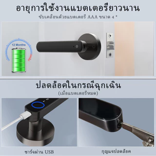 กุญแจอัจฉริยะ ล็อคดิจิตอล ลูกบิดประตู ลูกบิดประตูดิจิตอล สมาร์ทล็อค ล็อคลายนิ้วมือ Digital Door lock ประตูดิจิตอล
