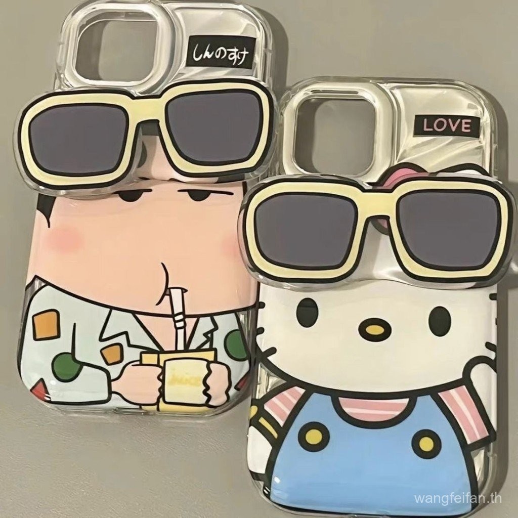 แว่นกันแดด Crayon shinchan ผู้หญิง น่ารัก case Style Bracket for ไอโฟน 13 12 pro max 14pro 11 xs xr Influencer เคสโทรศัพท์