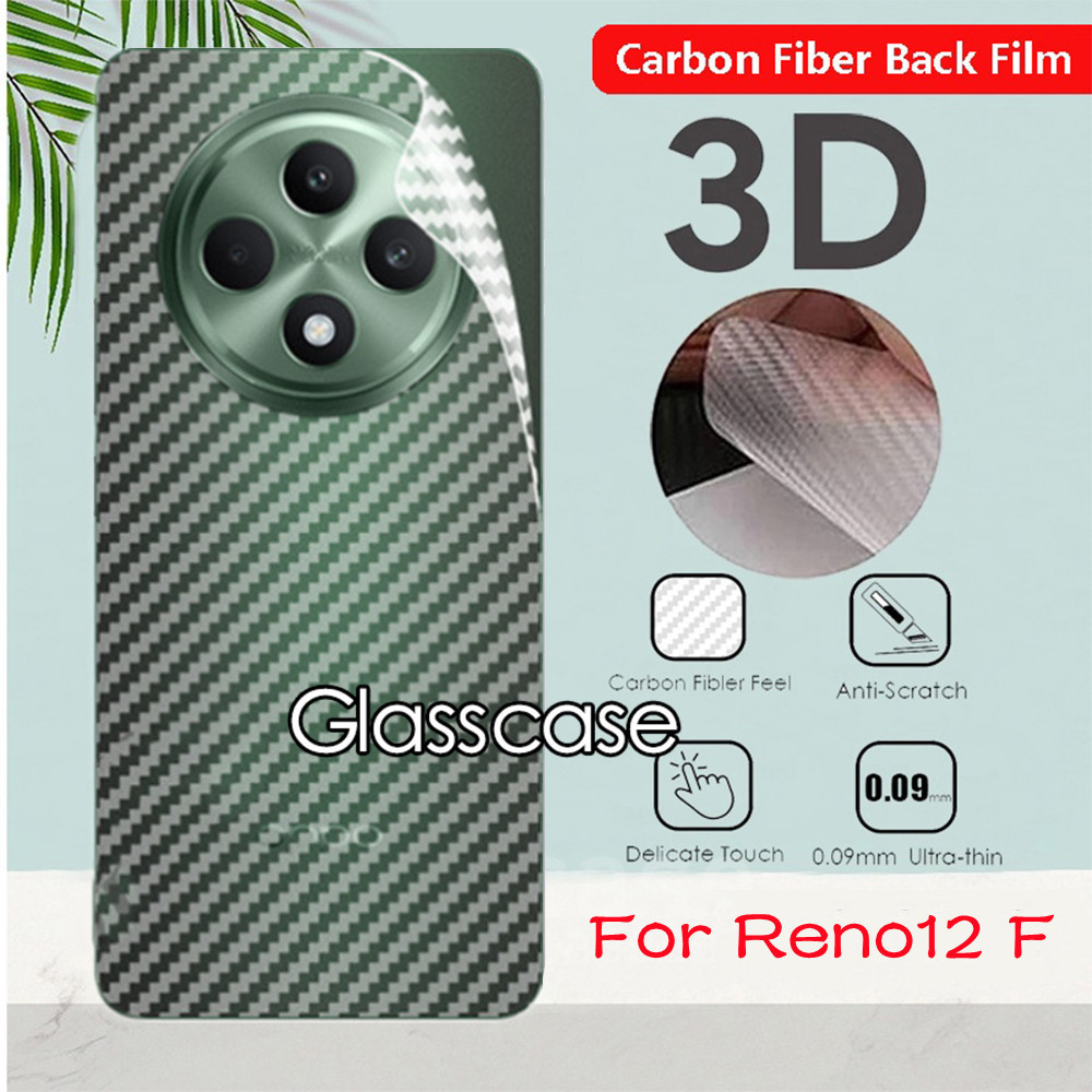 สําหรับoppo Reno 12 F pro 12pro 12F Reno12 Reno12pro Reno12F 5G 2024 Anti Slip 3Dคาร์บอนไฟเบอร์ป้องกันด้านหลังป้องกันหน้าจอฟิล์มด้านหลังไม่กระจกนิรภัย
