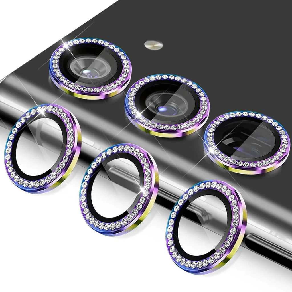 SAMSUNG หรูหราเพชรกล้องเลนส์protectorสําหรับsamsung Galaxy A14 A15 A24 A34 A35 A54 A55 A25 A05 A05s 5G Gitterแหวนเลนส์โลหะแหวนแก้วกรณีฝาครอบ