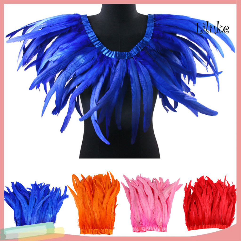 [LK] 25-30 ซม.Feather Shawl ไหล่ Wrap Cape นุ่มปรับ Retro Gothic Collar คอสเพลย์ปาร์ตี้การแสดงบนเวที Feather กระโปรง Dancer เครื่องแต่งกาย