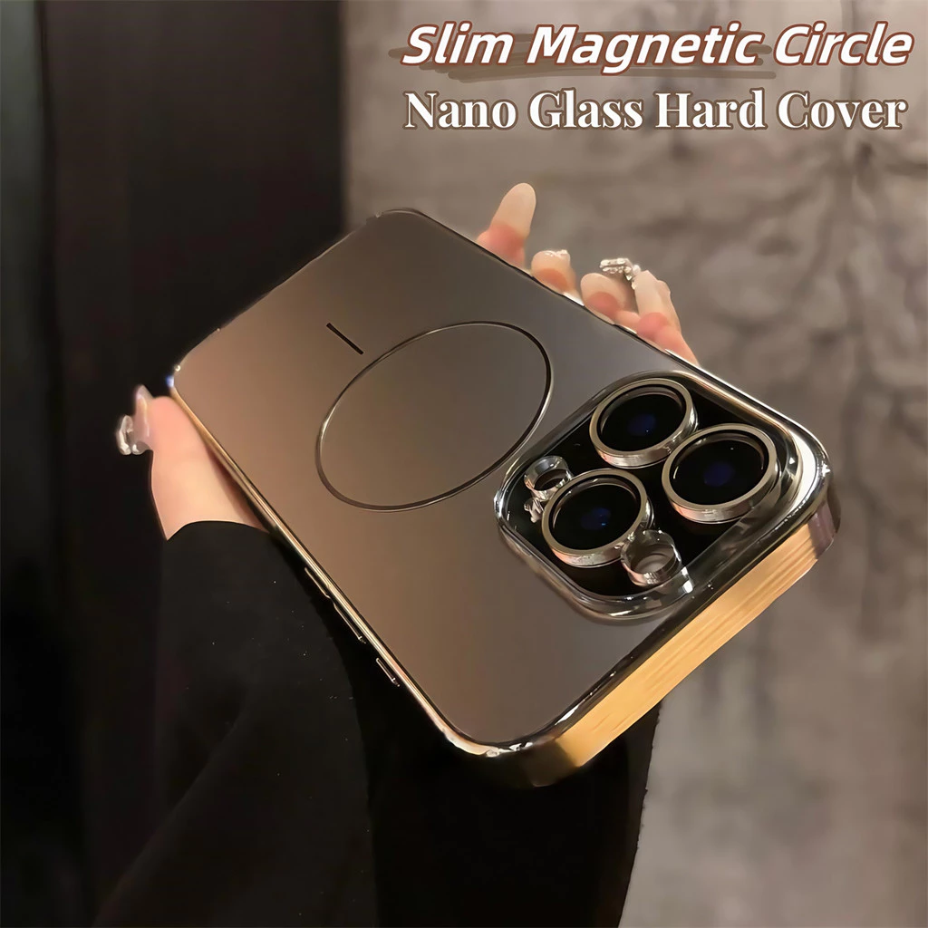 หรูหรา เอจี เคลือบชุบกรอบเคสโทรศัพท์แข็งสําหรับ ไอโฟน 16 15 บวก 14 13 12 11 มือโปร สูงสุด แม่เหล็กชาร์จไร้สายฝาครอบแก้ว