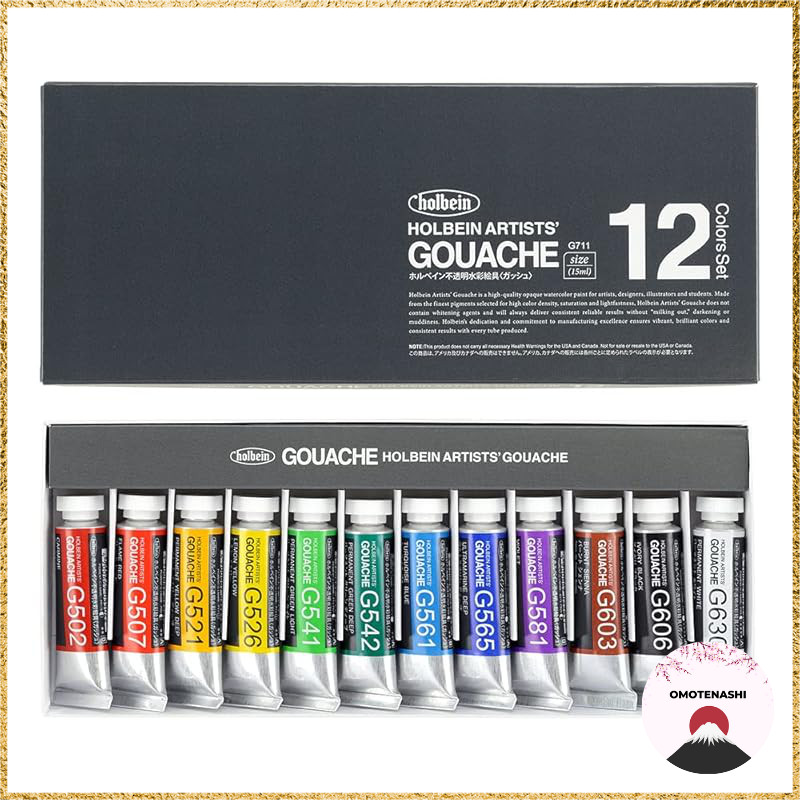 Holbein Opaque Watercolor Paint (Gouache) G711 15ml 12-Color Set 03711