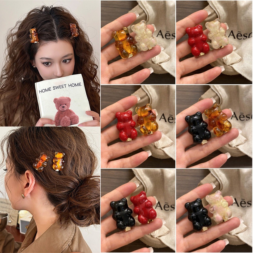 กิ๊บติดผมหมีเกาหลีผู้หญิงด้านข้างปากเป็ดคลิปอุปกรณ์ผม1/2ชิ้น