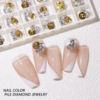 Nail Art Rhinestone สติ๊กเกอร์ติดเล็บตกแต่งคริสตัลเพชร DIY เครื่องประดับแก้วเงา 10 ชิ้น