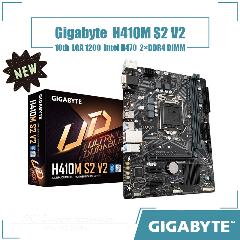 [ใหม่] เมนบอร์ด Gigabyte H410M S2 V2 2DDR4 DIMM LGA 1200 Intel H470 Micro ATX 10th gen Core 64GB