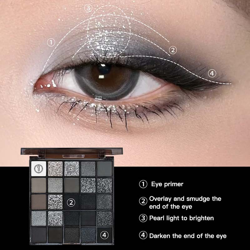 25 สีอายแชโดว์ จานสี สีดําสีขาวสีเทาเมทัลลิคสโมคกี้แต่งหน้าอายแชโดว์พร้อมกระจกเอิร์ ธ สีอายแชโดว์ดิสก์ผู้ชายอายแชโดว์แผ่น - รูปที่ 7