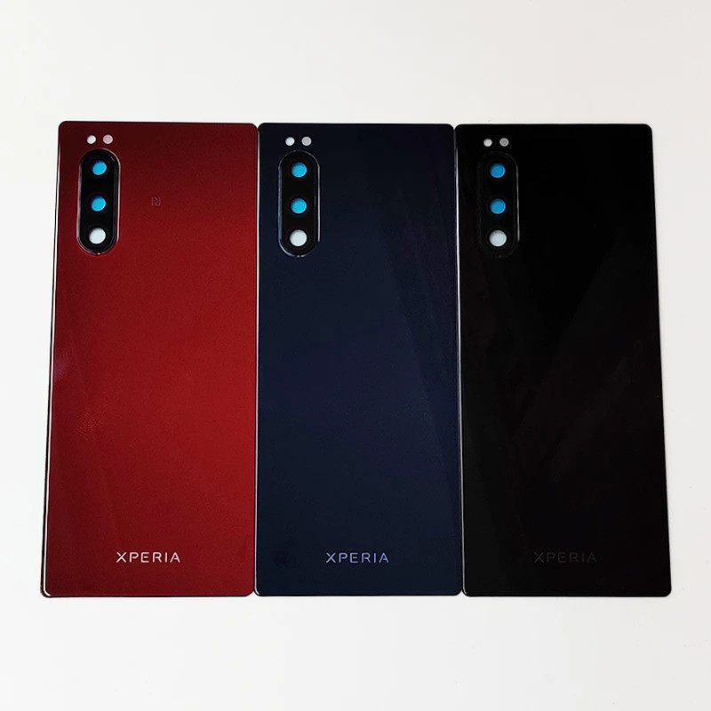 A + แบตเตอรี่สําหรับ Sony Xperia 5 J8210 J8270 J9210 แบตเตอรี่ด้านหลังกระจกฝาครอบอะไหล่ซ่อมพร้อมกาว