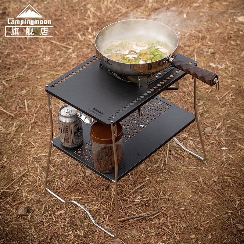 Campingmoon G-38 ขาโต๊ะ IGT พับได้ อเนกประสงค์ โครงสร้าง 2 ชั้น แข็งแรง ทนทาน ใช้วัสดุสแตนเลส เหมาะกับการท่องเที่ยวและปิ้งย่าง พร้อมกระเป๋าเก็บ อุปกรณ์จำเป็นสำหรับแคมป์ปิ้ง