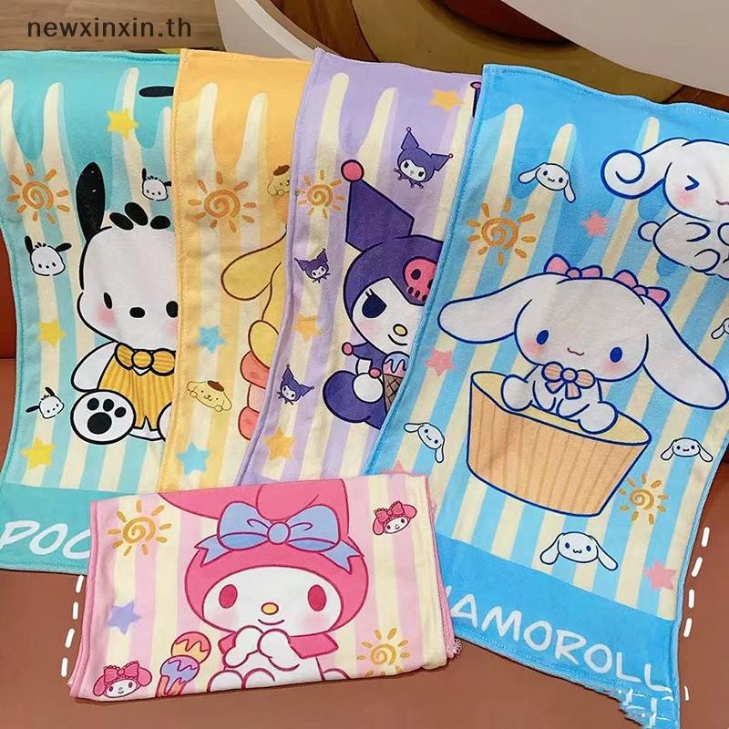 ^N^ Sanrio Cinnamoroll ผ้าเช็ดตัวเด็ก Kuromi การ์ตูนดูดซับล้างหน้าอาบน้ําผ้าขนหนูผมแห้งนุ่มเย็บปักถักร้อย Animation ผ้าขนหนู {T}