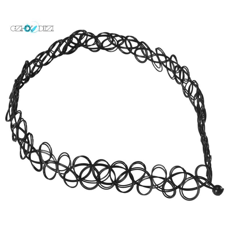 GzhxdiiziVintage Tattoo สีดํายืดหยุ่นยืดข้อเท้าสร้อยข้อมือข้อเท้า Retro Henna