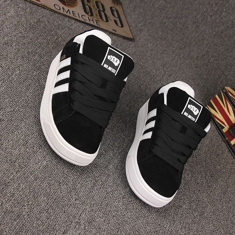 รองเท้าลําลอง Spring Stripes Heightening Bread Shoes Couple Classic ins Casual All-Match Retro รองเท้าผ้าใบ s