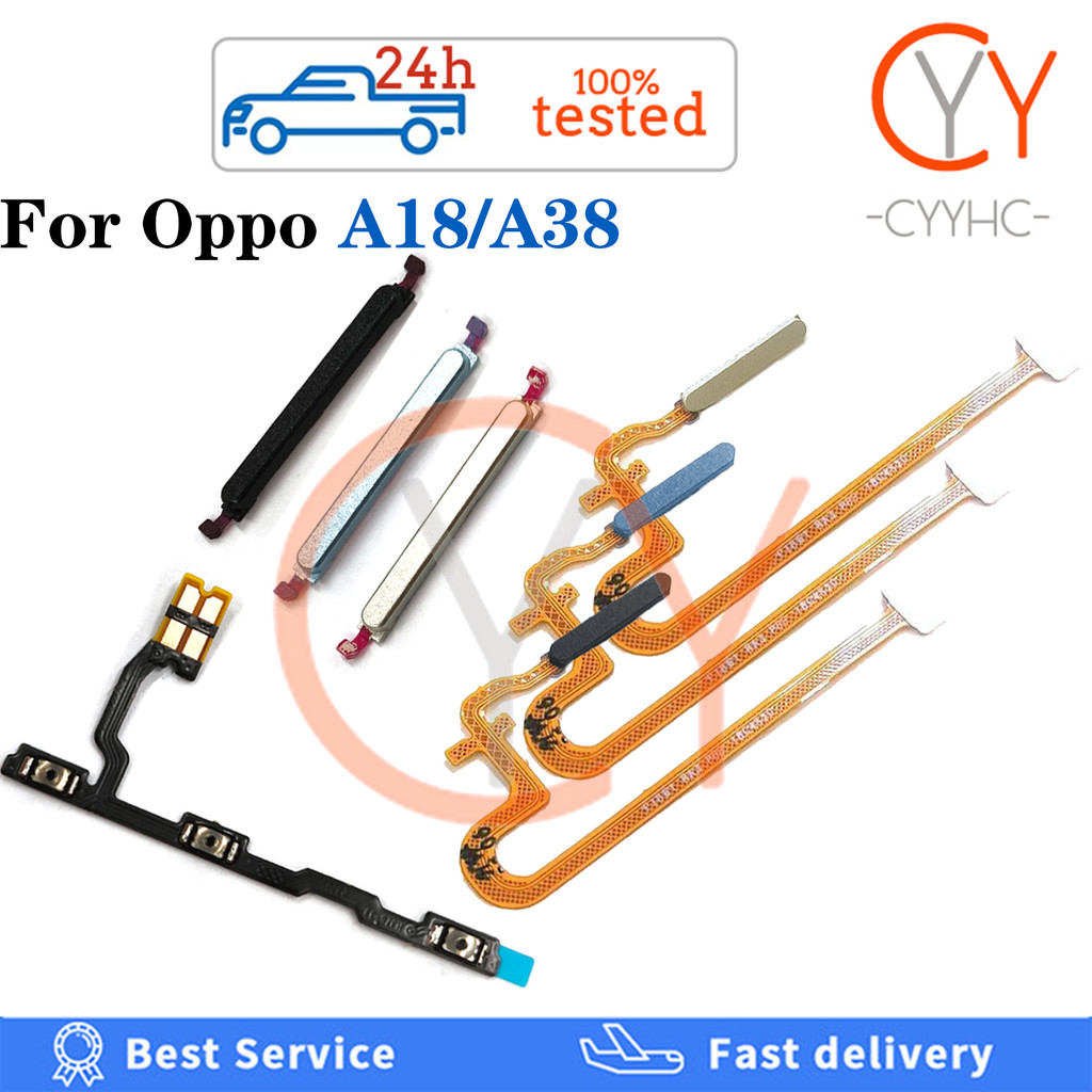สําหรับ OPPO A18 A38 CPH2591 CPH2579 กลับปุ่มเครื่องสแกนลายนิ้วมือเซ็นเซอร์กลับคีย์ปริมาณปุ่มสวิทช์เปิดปิดปุ่ม Flex สาย