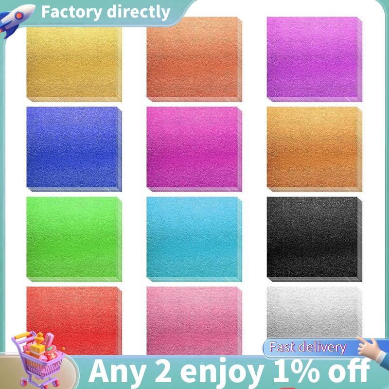 LU-240 แผ่น GoldLeaf แผ่น 12 สีฟอยล์สีทองหลายสีเลียนแบบ GoldLeaf กระดาษสําหรับตกแต่งเล็บ,ภาพวาด