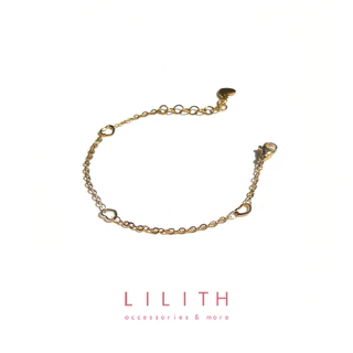 Lilith - tiny heart crystal beads bracelet สร้อยข้อมือ สแตนเลส มินิมอล หัวใจ สีทอง สีเงิน