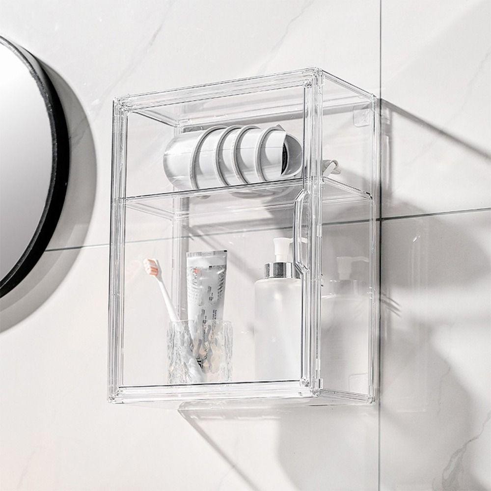 HOLIZZY ตู้โชว์โปร่งใส, กล่องเก็บเครื่องสําอางความจุขนาดใหญ่โปร่งใส, Simple Multi-Functional Acrylic Desktop Organizer Home - รูปที่ 3
