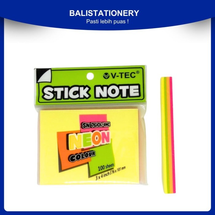 Sticky Notes V-TEC SN 76101/4MC / Sticky Note VTEC 4 สี 100 แผ่น