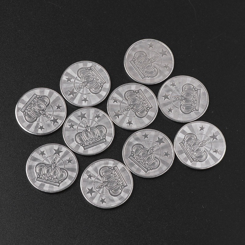 10Pcs  Arcade Game Token Coins Stainless Steel Pentagram Crown Coin Tokens