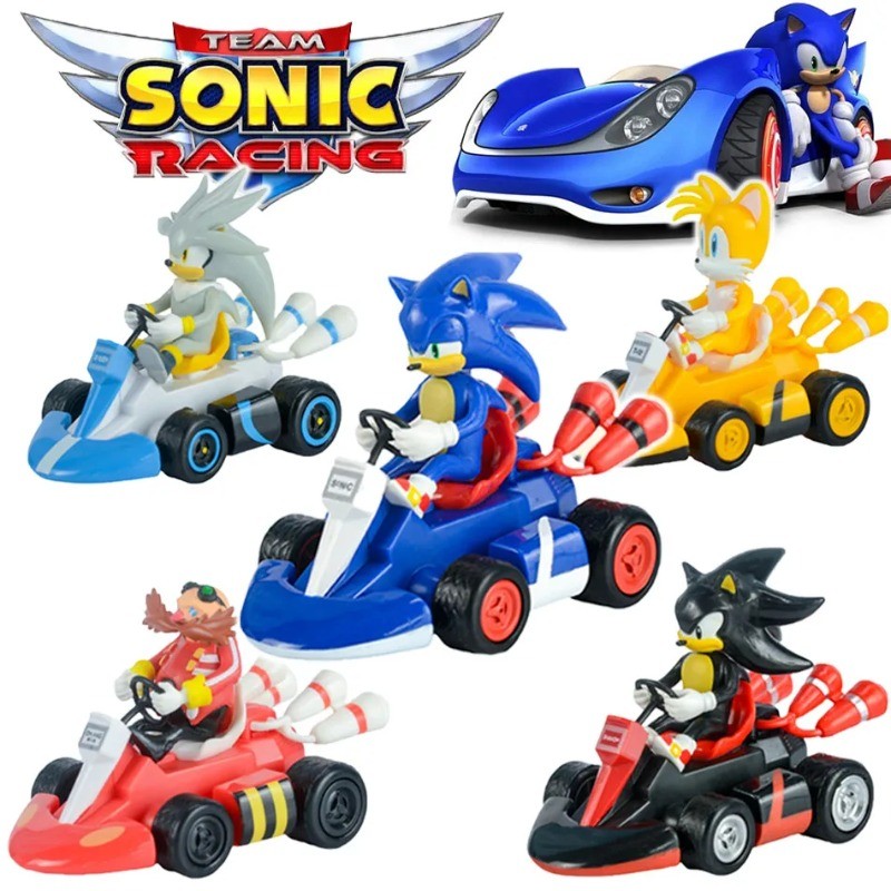Sonic ดึงกลับรถ Miles Prower หาง Dr Eggman Shadow the Hedgehog เงินเม่นการ์ตูนอะนิเมะเกม Action Figure ของเล่น