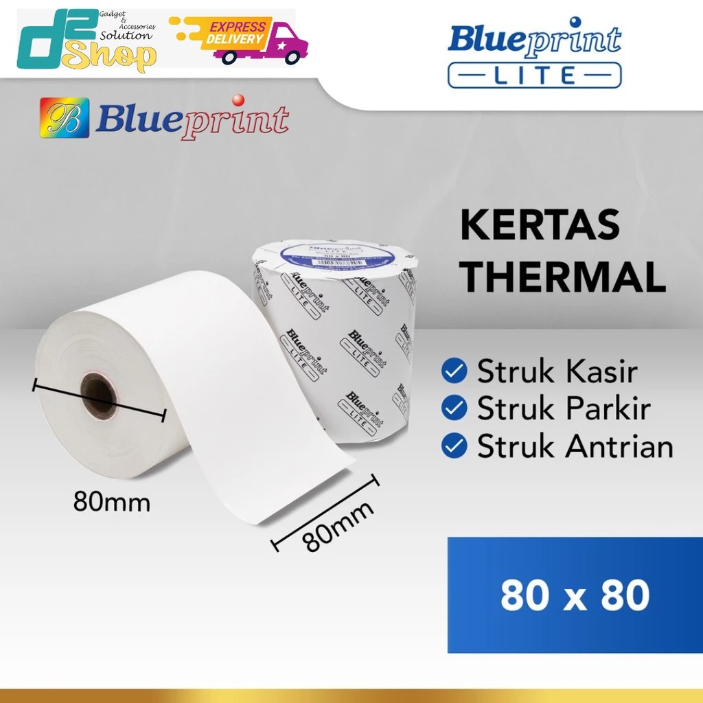 [ D2shop ] กระดาษเทอร์มอล 80x80 มม. กระดาษใบเสร็จแคชเชียร์ BLUEPRINT Lite 80 x 80