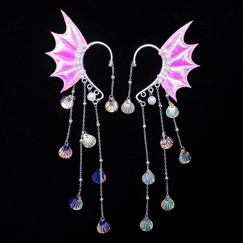 ที่คาดผมนางเงือกเด็ก ร้อยลูกไม้มุก สไตล์วังหลวง ไม่เจาะหู คอสเพลย์แฟนซี