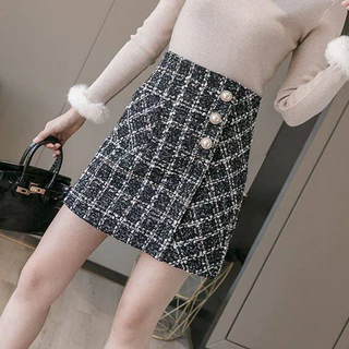 พร้อมส่ง กระโปรงไหมพรม ทรงเอ มีไซส์ S-5XL ผ้าทวิต กระโปรงผู้หญิง มีซับใน ทรงสวย แฟชั่นเกาหลี