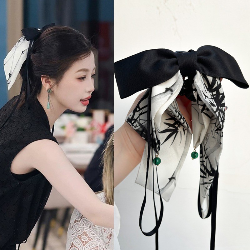 Antiquity Bow Ribbon Hairpin แฟชั่นเกาหลีกิ๊บติดผมหรูหราเครื่องประดับผมสําหรับผู้หญิงอ่อนโยน