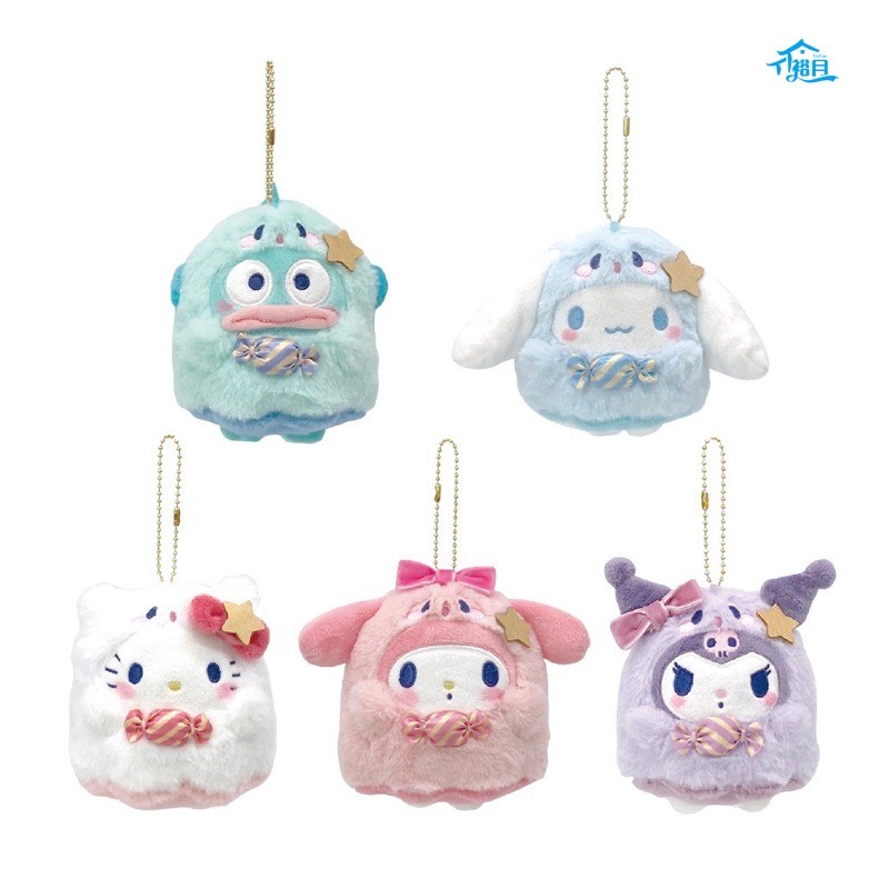 น่ารัก Sanrio X Cat Series Plushine ของเล่น Hello Kitty Cinnamoroll Kuromi ตุ๊กตาพวงกุญแจกระเป๋าจี้เด็กของขวัญ