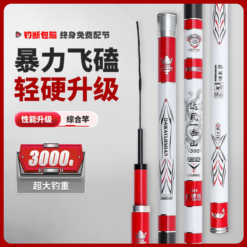 Dawa One-Click Mountain Carbon Fiber Fishing Rod 6H19 ปรับ Ultra-H Hard Performance Strong 8H Ultra-