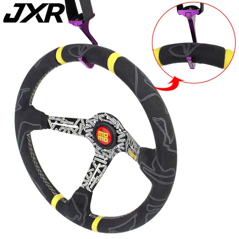Momomo JDM ตะขอพวงมาลัยเงินสีดําสีฟ้าสีแดง บานเย็นแข็งแรงทนทาน Universal Racing อลูมิเนียมแขวนพวงมาลัย Hooking