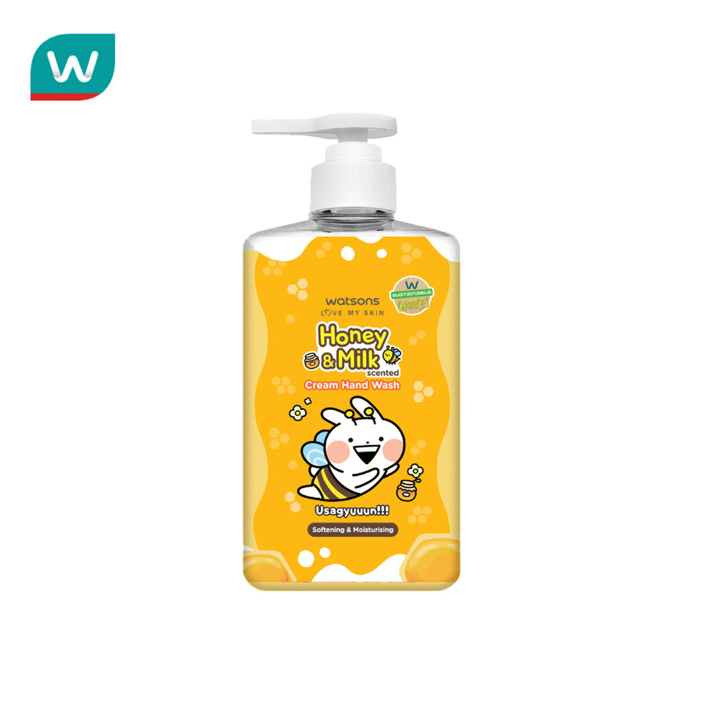 Watsons วัตสัน เลิฟ มาย สกิน ฮันนี่ แอนด์ มิลค์ เซ็นทิด ครีม แฮนด์ วอช 500มล. (Usagyuuuun)