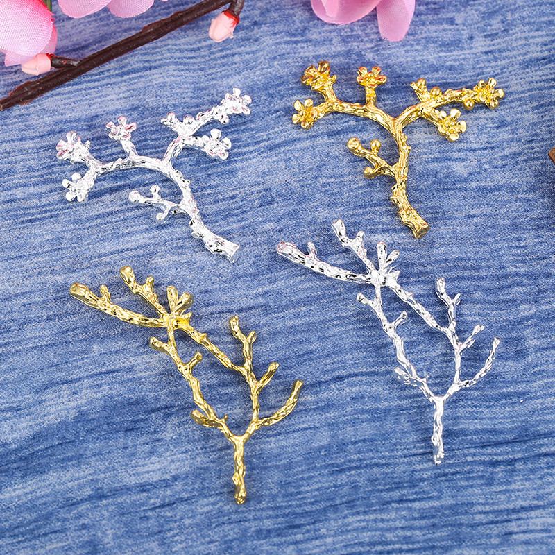 วัสดุ DIY เครื่องประดับสไตล์โบราณ ปิ่นปักผมวัสดุบายาโอ วัสดุโลหะผสม กิ่งดอกไม้ กิ่งต้นไม้ 1 ชิ้น
