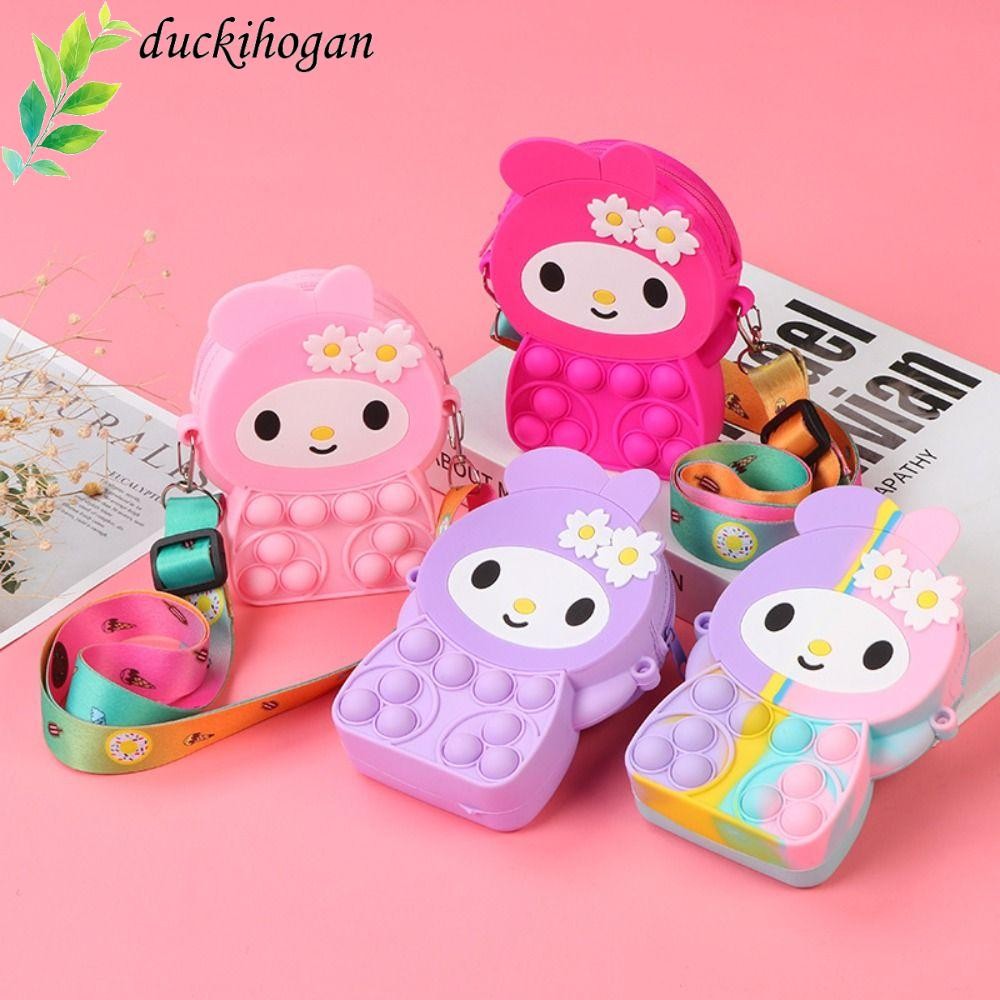 DUCQIHOGAN กระเป๋าซิลิโคน Sanrio, กระเป๋าสะพายข้างลายการ์ตูนโดราเอมอน, กระเป๋าสตางค์ Melody Pikachu Kuromi
