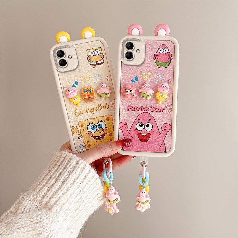 เคส  Samsung A06 เคส เข้ากันได้กับรูปแบบหนังน่ารัก 3D หูเคส โทรศัพท์แบบนุ่ม BB-PWED