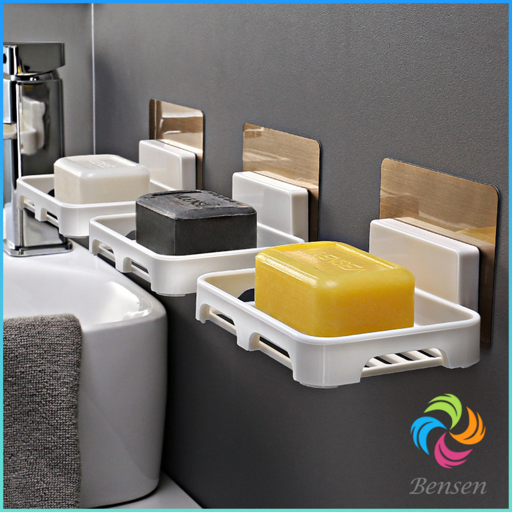 Bensen ที่วางฟองน้ำล้างจาน ที่วางสบู่พลาสติก ไม่ต้องเจาะผนัง Wall-mounted soap dish