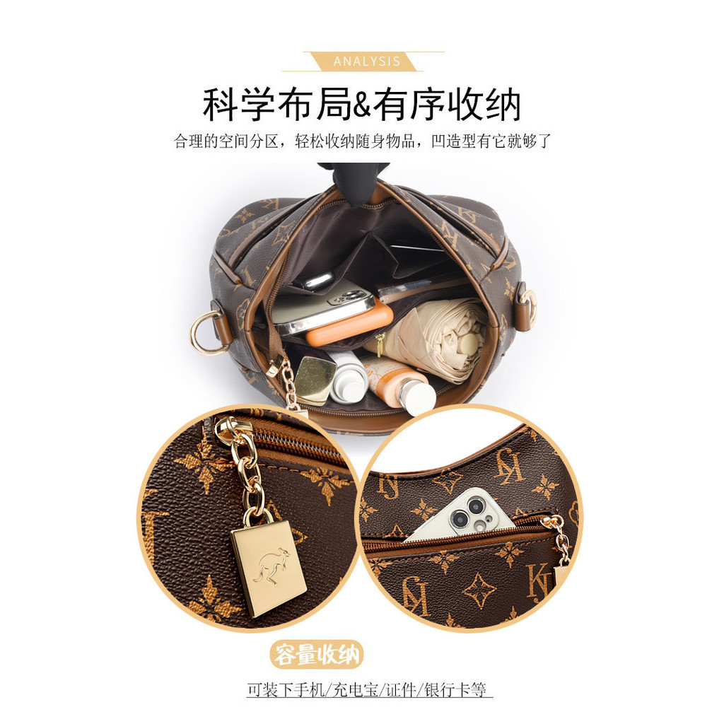 กระเป๋าสะพายไหล่ หนัง PU ขนาดใหญ่ จุของได้เยอะ แต่งซิป แฟชั่นเรโทร สําหรับสตรีวัยกลางคน