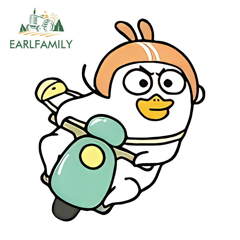 Earlfamily สติกเกอร์ไวนิล ลายเป็ดน่ารัก กันน้ํา 13 ซม. สําหรับติดตกแต่งหน้าต่างรถยนต์