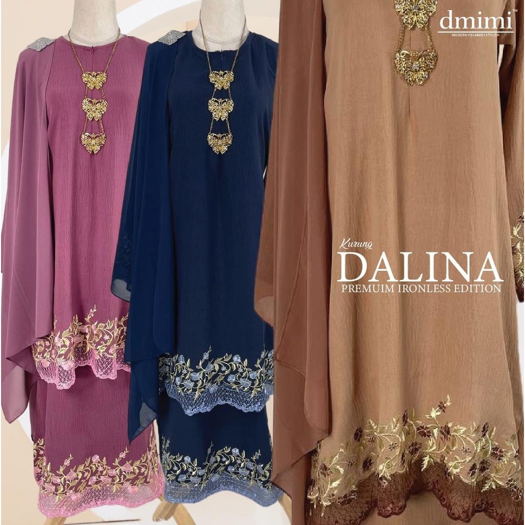 Dmimi EXCLUSIVE Baju Kurung Moden DALINA Ironless Set ชุดเล็กถึงพลัสไซส์