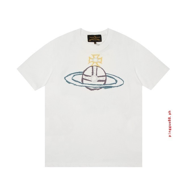 เสื้อยืดแขนสั้น พิมพ์ลายกราฟฟิติ Saturn ทรงหลวม สไตล์มินิมอล สําหรับผู้ชาย และผู้หญิง