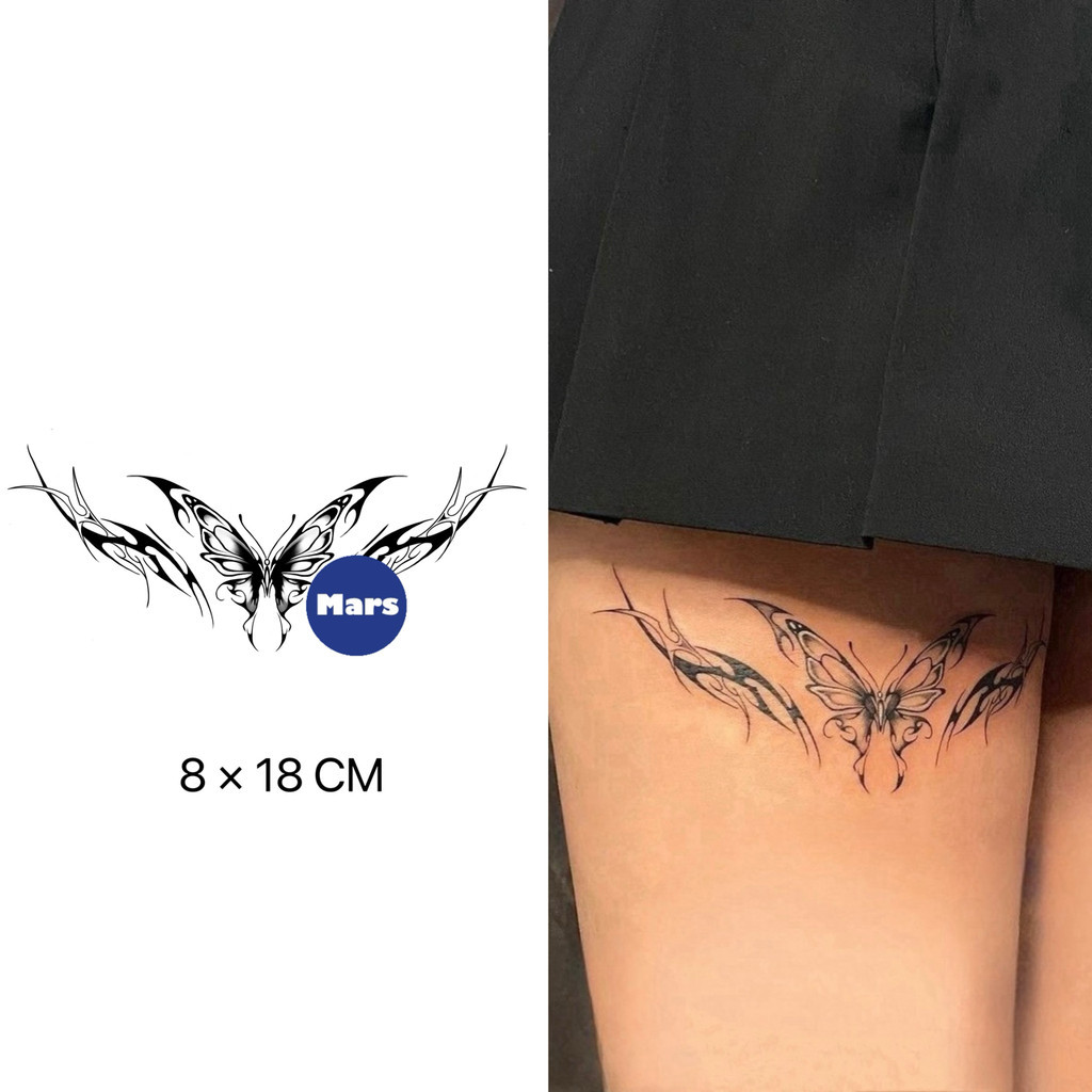 Mars Tattoo NEW Technology Magic - ติดทนนาน 2 สัปดาห์ รอยสักกึ่งถาวร สติกเกอร์รอยสัก ผีเสื้อ D245