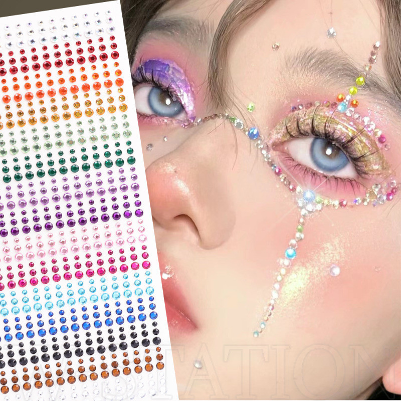 แผ่นแพทช์เพชร สีรุ้ง สําหรับร่างกาย ใบหน้า คิ้ว ดวงตา Diy ​สติกเกอร์ตกแต่ง อเนกประสงค์ สําหรับตกแต่งเล็บ การ์ดอวยพร สมุด งานเทศกาล ปาร์ตี้ แต่งหน้า