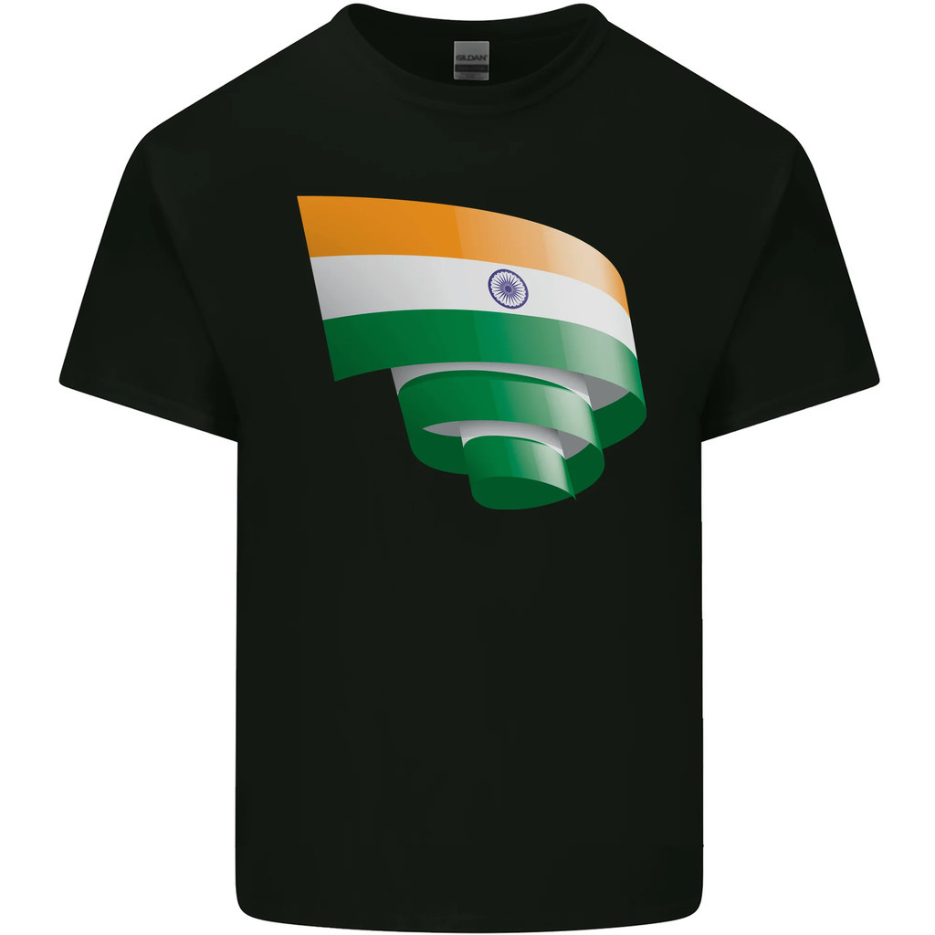 Curled India Flag วันอินเดียฟุตบอลบุรุษ Tshirt Tee