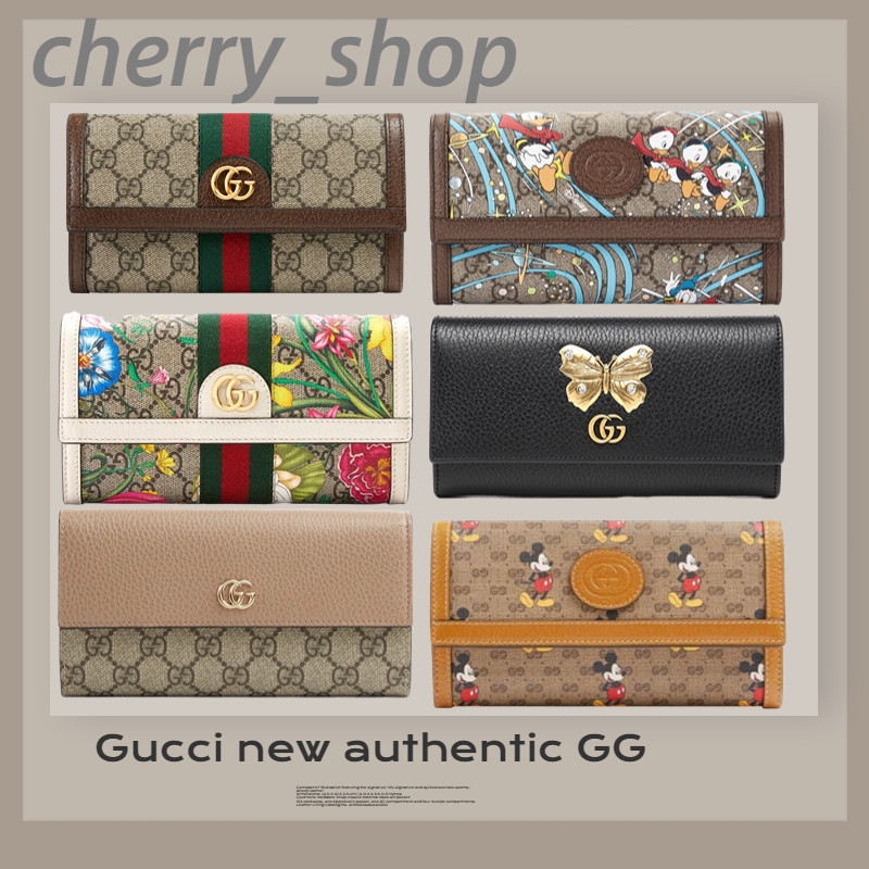 แบรนด์ใหม่และเป็นของแท้/กุชชี่ Gucci New Authentic GG Series Long Walletกระเป๋าสตางค์ผู้หญิง / กระเป๋าสตางค์ใบยาว